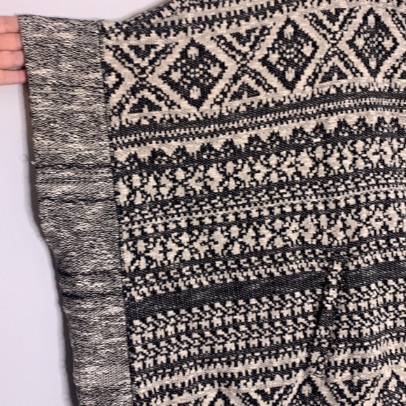 Lucky Brand Hooded Snap Front Jacquard poncho sweater south wester one size - Picture 2 of 5
